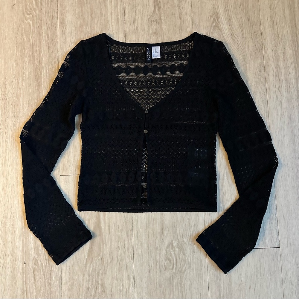 Divided Black Lace V-Neck Sweater
